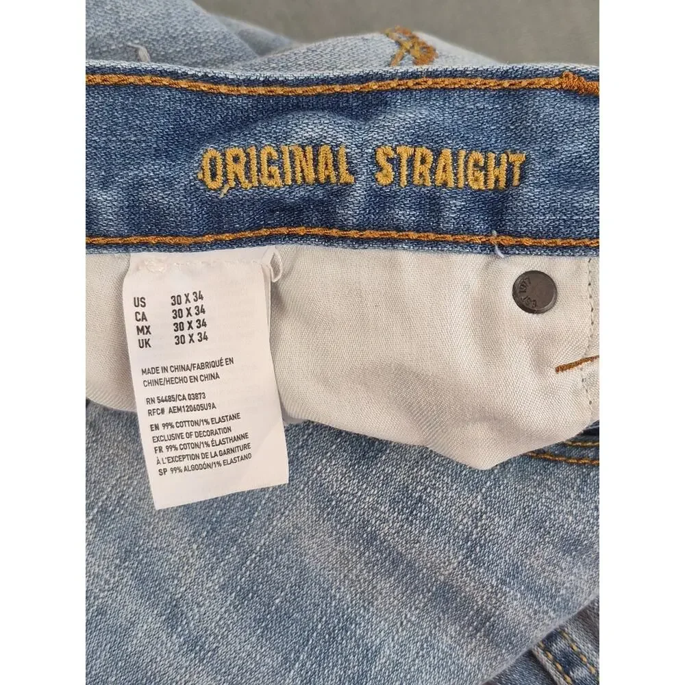 American Eagle Core Flex Original Straight 30x34 Light Washed Blue Jeans